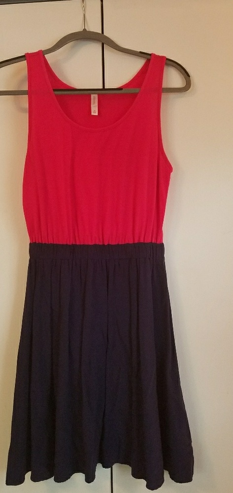 Pink and navy blue sundress